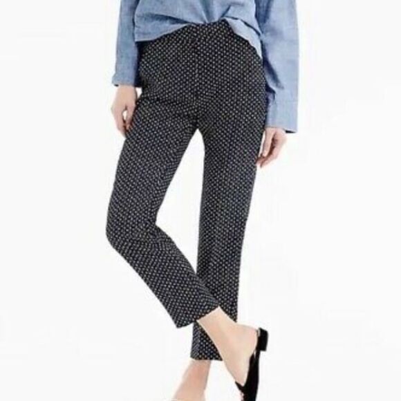 J. Crew Pants - J.Crew Easy Pant Navy Ivory Foulard Print elastic waist 8 Tall preppy office